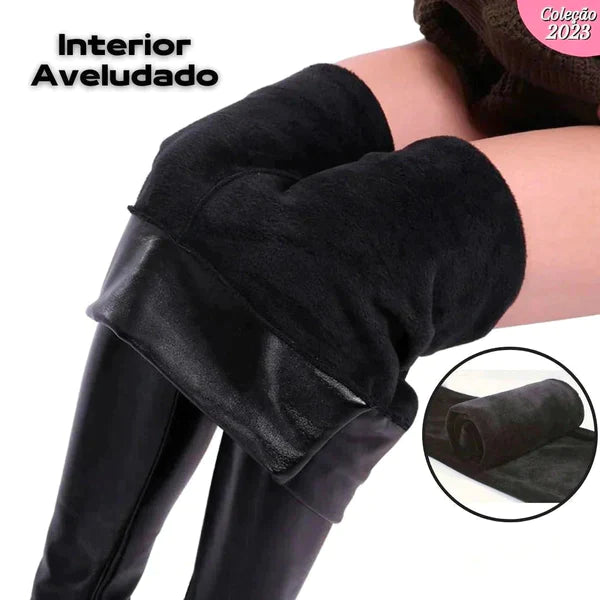 Calça Feminina de Couro Aveludada - [COMPRE 1 LEVE 2]