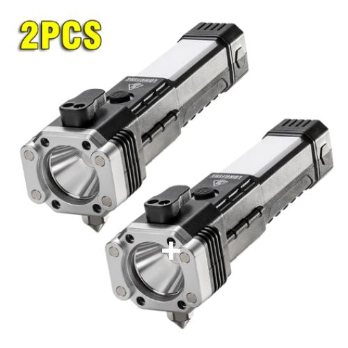 Lanterna Tática Multifuncional 4 em 1 - Ultra Potente - COMPRE 1 LEVE 2 lanterna Alvestore 2 unidades - Prata 